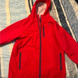 johnnie-O Bold Red Hooded windbreaker jacket